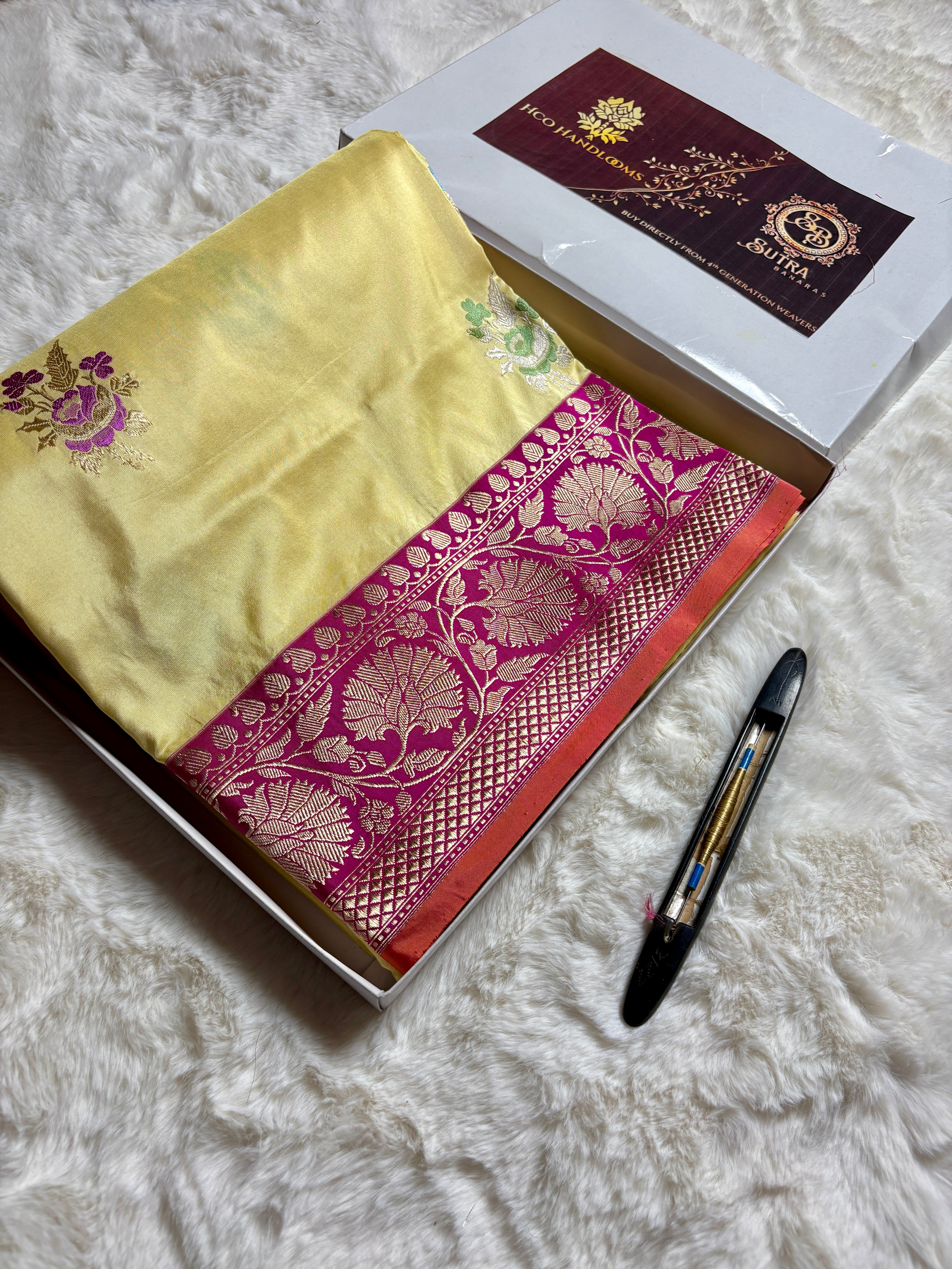 Ektara Pure Katan Silk Handloom Saree - All Over Kadhua Meenakari Motifs