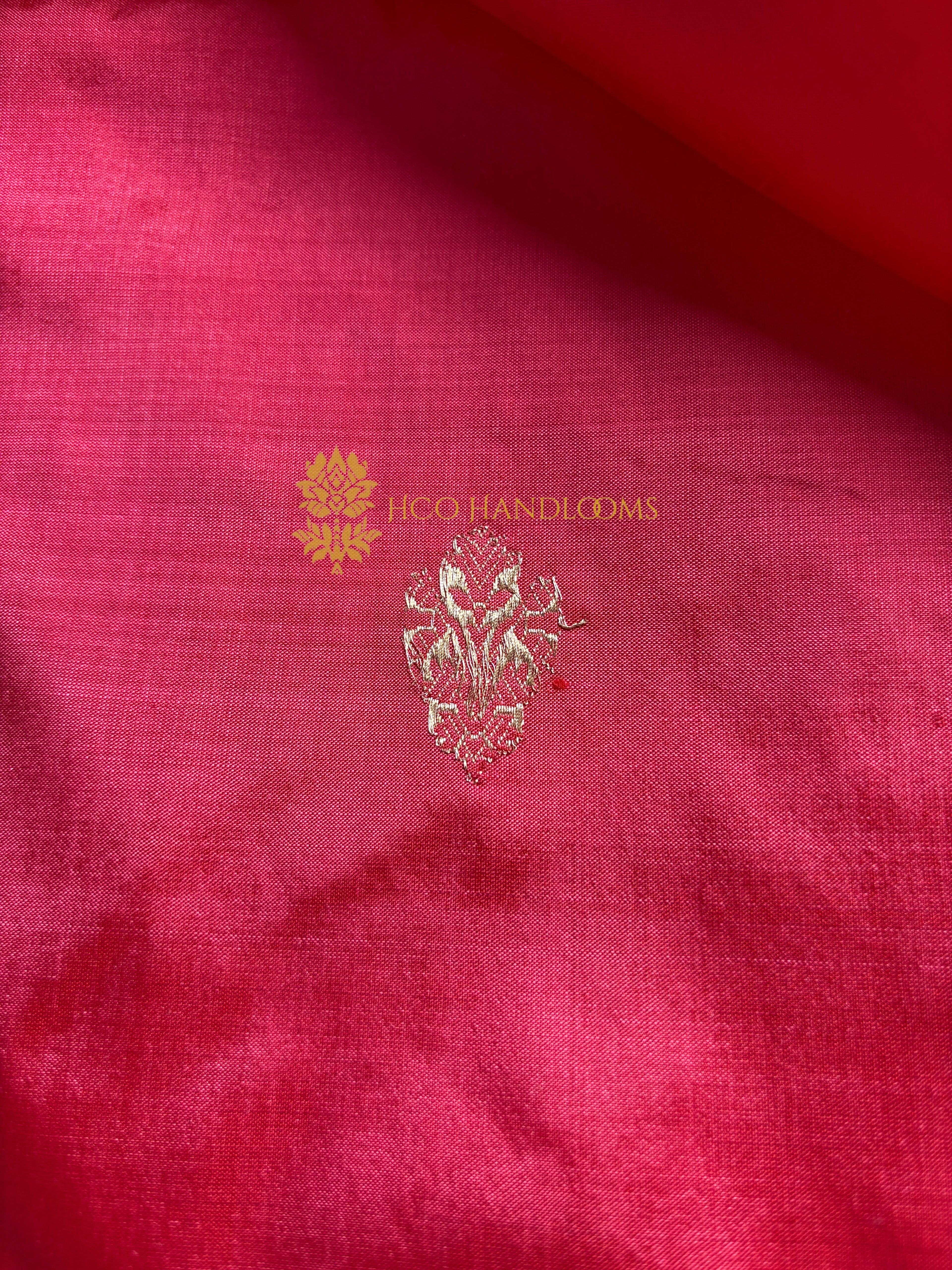 Pink Pure Katan Silk Handloom Banarasi Saree - All Over Kadhua Motifs