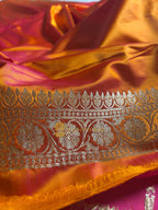 Orange Premium Mashru Katan Silk Small Booti Banarasi Saree
