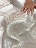 Silver Pure Molten Tissue Silk Handloom Banarasi Saree Rekha Ji Inspired