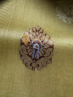 Dusty Pista Pure Kora Silk Handloom Banarasi Saree - All Over Kadhua Motifs