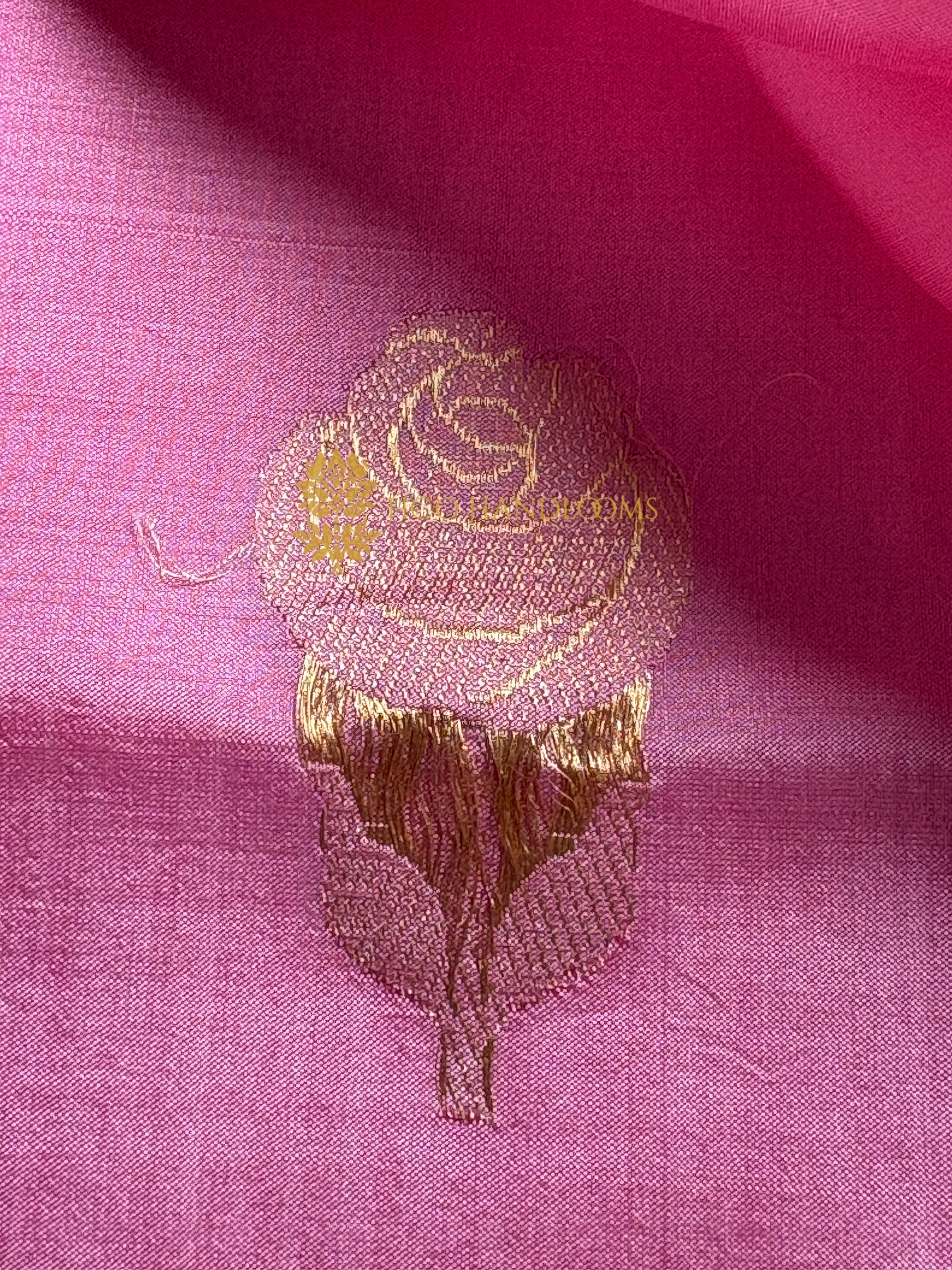 Pink Pure Raw Mango Silk Handloom Banarasi Saree - All Over Kadhua Motifs