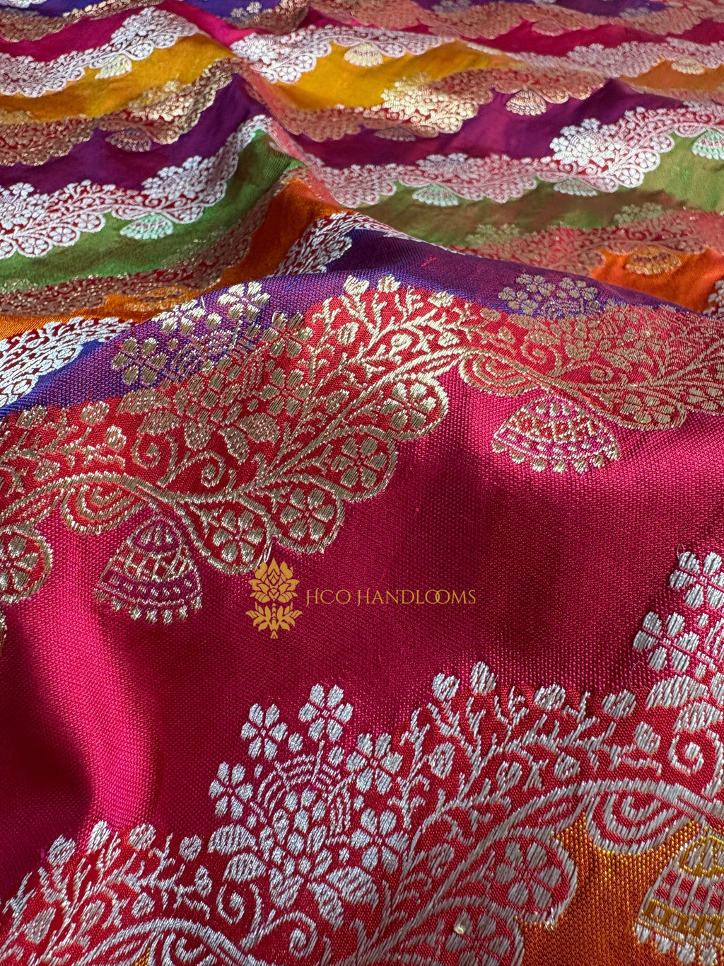 Pure Katan Silk Handloom Kadhua Jangla Rangkat Banarasi Saree