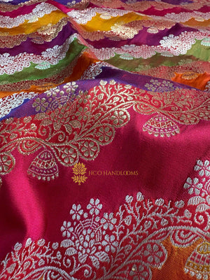 Pure Katan Silk Handloom Kadhua Jangla Rangkat Banarasi Saree