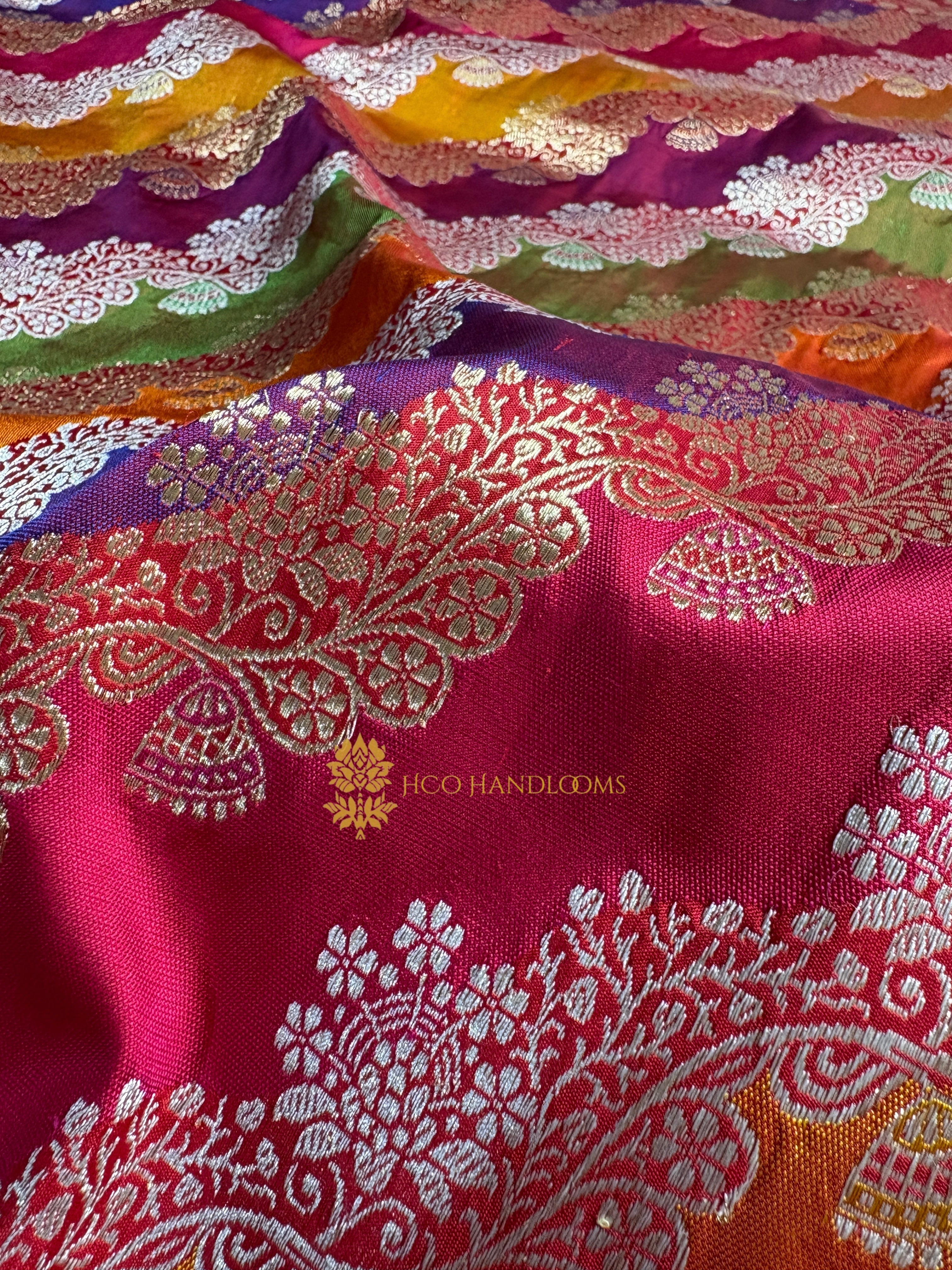 Pure Katan Silk Handloom Kadhua Jangla Rangkat Banarasi Saree