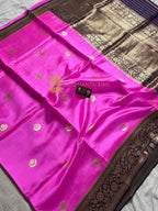 Pink Pure Mango Katan Silk Handloom Banarasi Saree - All Over Kadhua Motifs