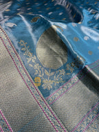 Pure Tissue Silk Handloom Banarasi Saree - All Over Kadhua Paisley Motifs