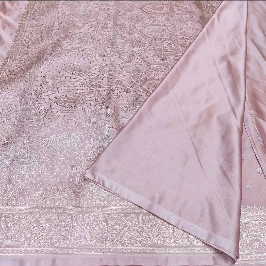 Pastel Pink Premium Mashru Katan Silk Banarasi Saree