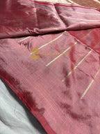 Copper Pure Katan Silk Handloom Banarasi Saree - All Over Kadhua Motifs