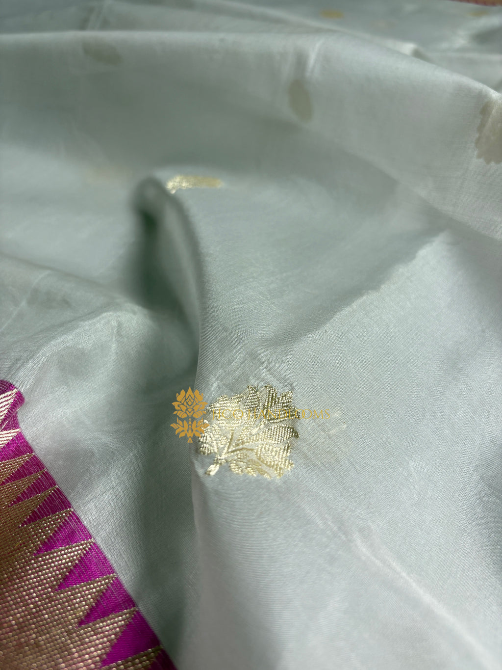 Pure Kora Silk Handloom Banarasi Saree - All Over Kadhua Motifs Meenakari Border