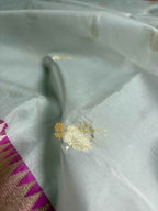 Pure Kora Silk Handloom Banarasi Saree - All Over Kadhua Motifs Meenakari Border