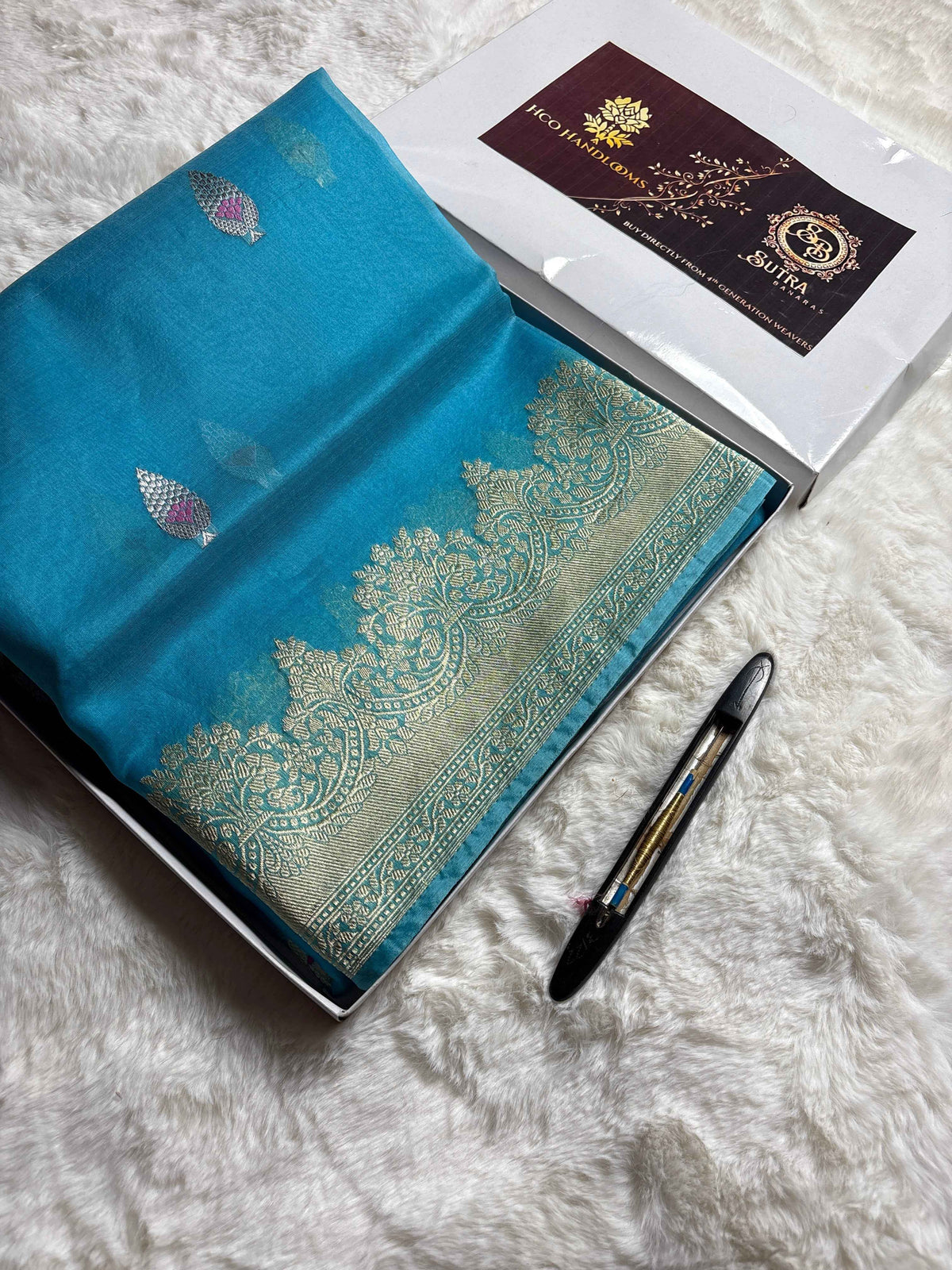 Pure Kora Silk Handloom Banarasi Saree - All Over Kadhua Meenakari Motifs