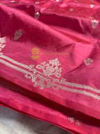 Pink Pure Katan Silk Handloom Banarasi Saree - All Over Kadhua Motifs
