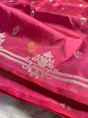 Pink Pure Katan Silk Handloom Banarasi Saree - All Over Kadhua Motifs