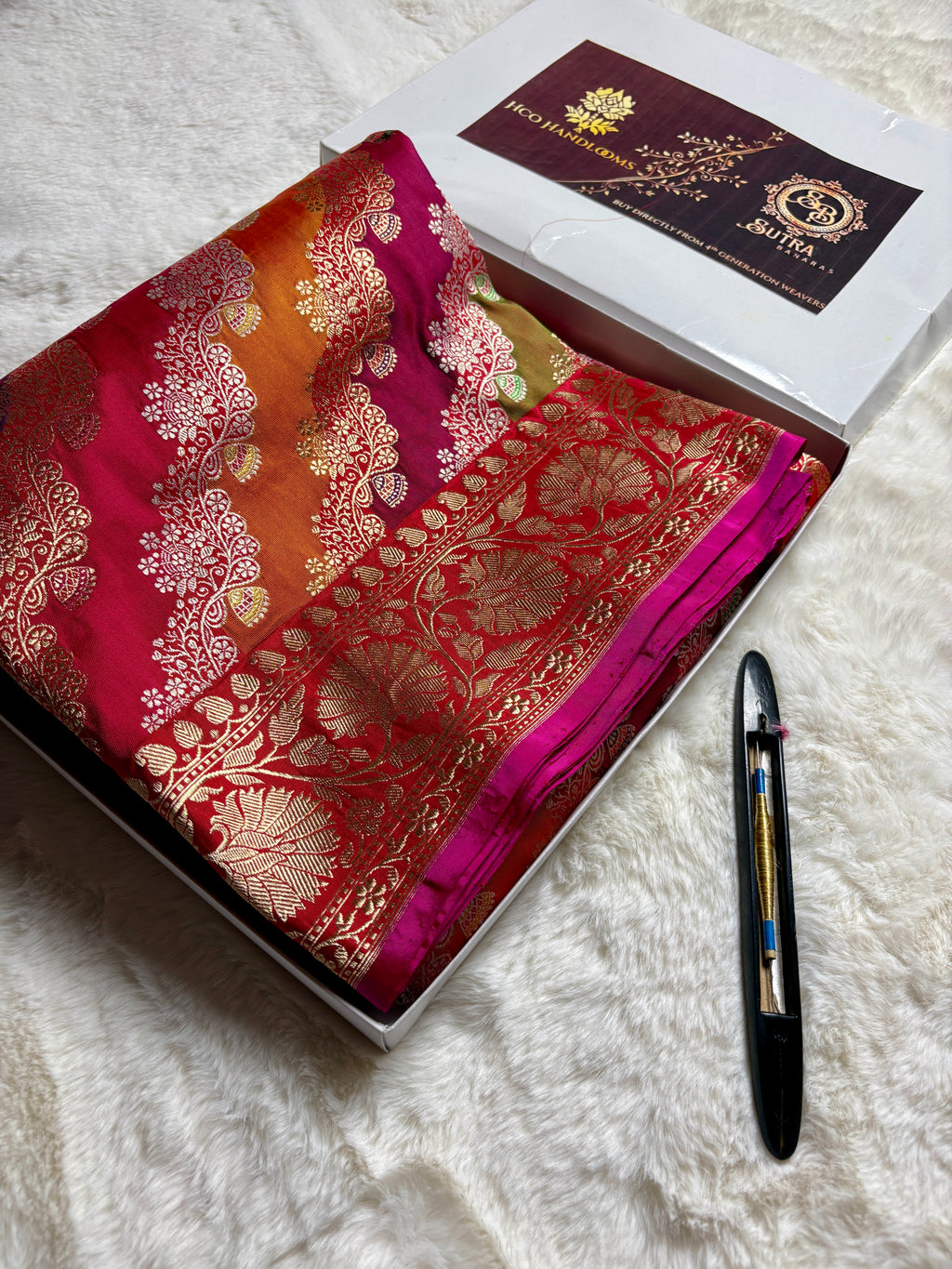 Pure Katan Silk Handloom Kadhua Jangla Rangkat Banarasi Saree