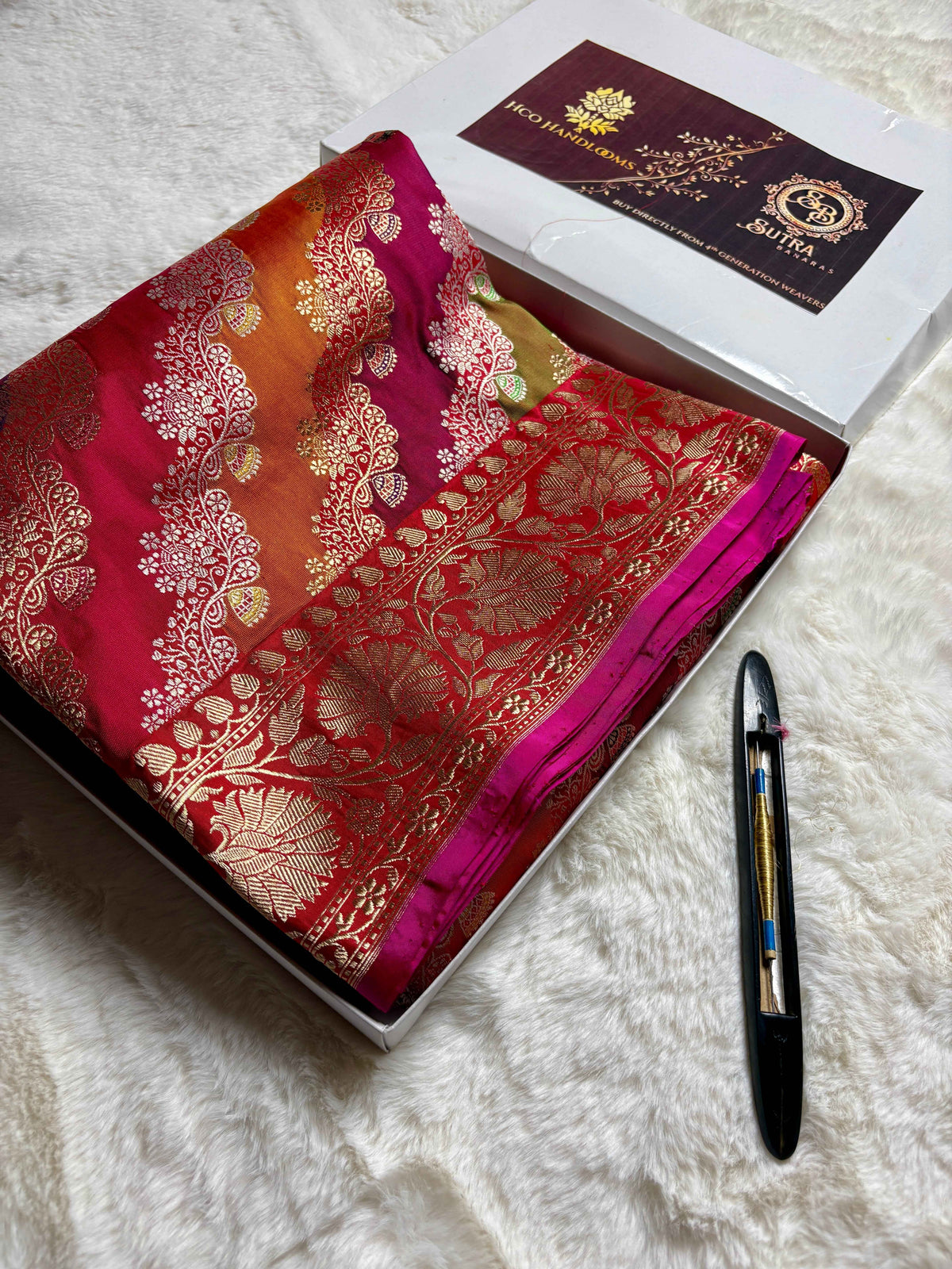 Pure Katan Silk Handloom Kadhua Jangla Rangkat Banarasi Saree