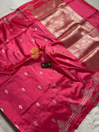 Pink Pure Katan Silk Handloom Banarasi Saree - All Over Kadhua Motifs