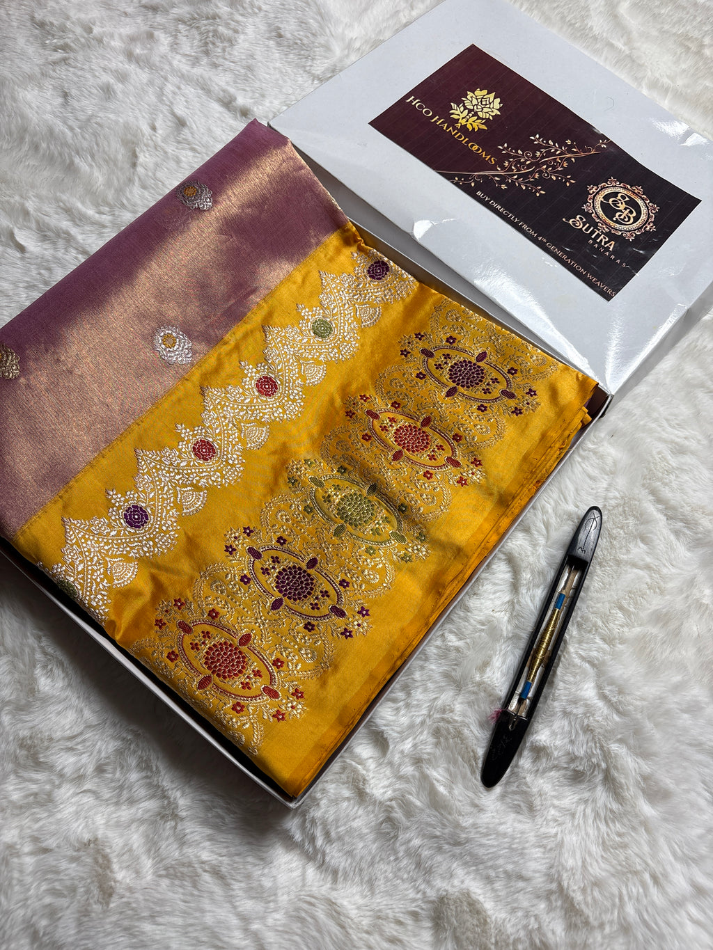 Pure Tissue Silk Handloom Banarasi Saree - All Over Kadhua Meenakari Motifs