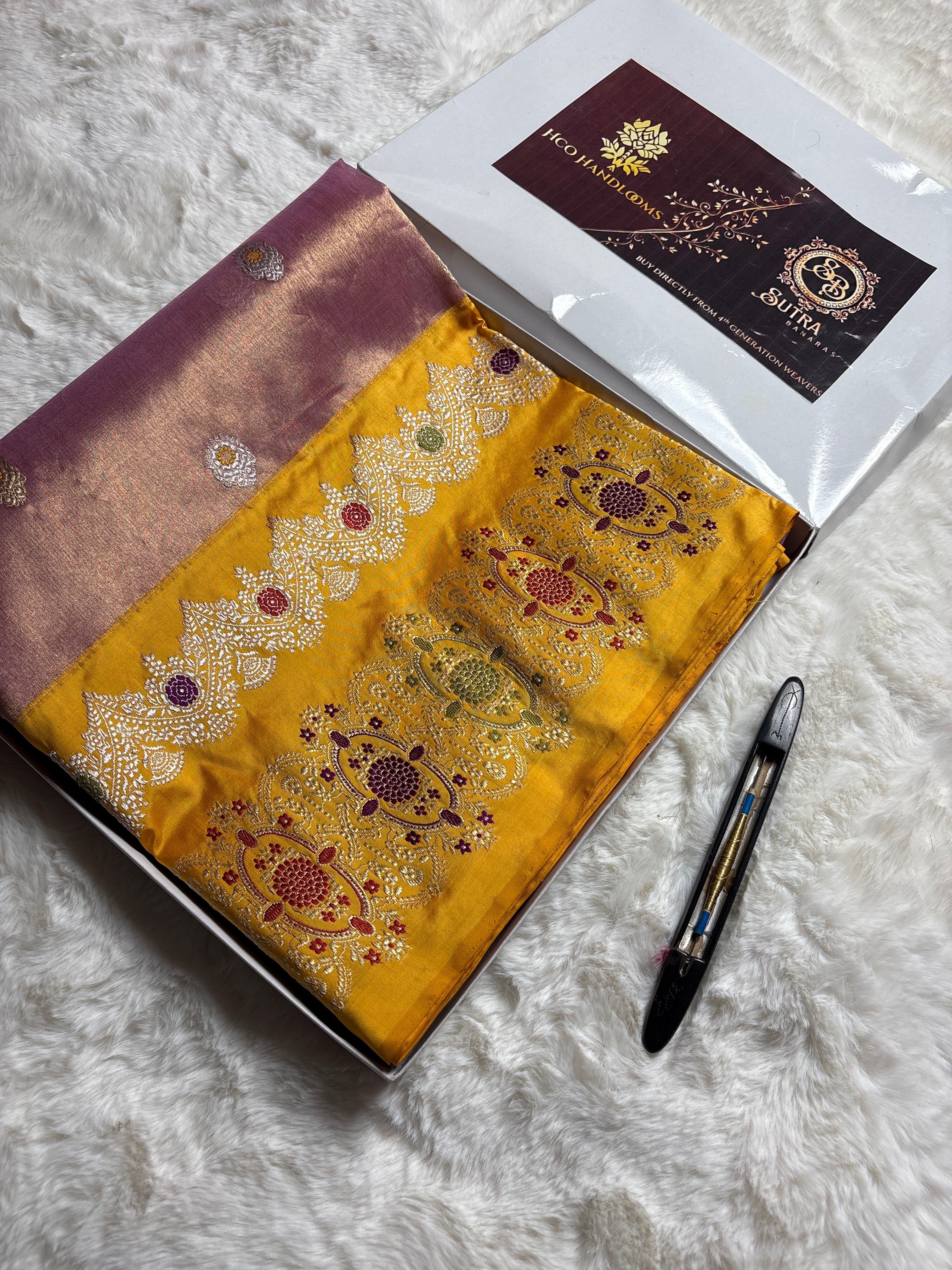 Pure Tissue Silk Handloom Banarasi Saree - All Over Kadhua Meenakari Motifs