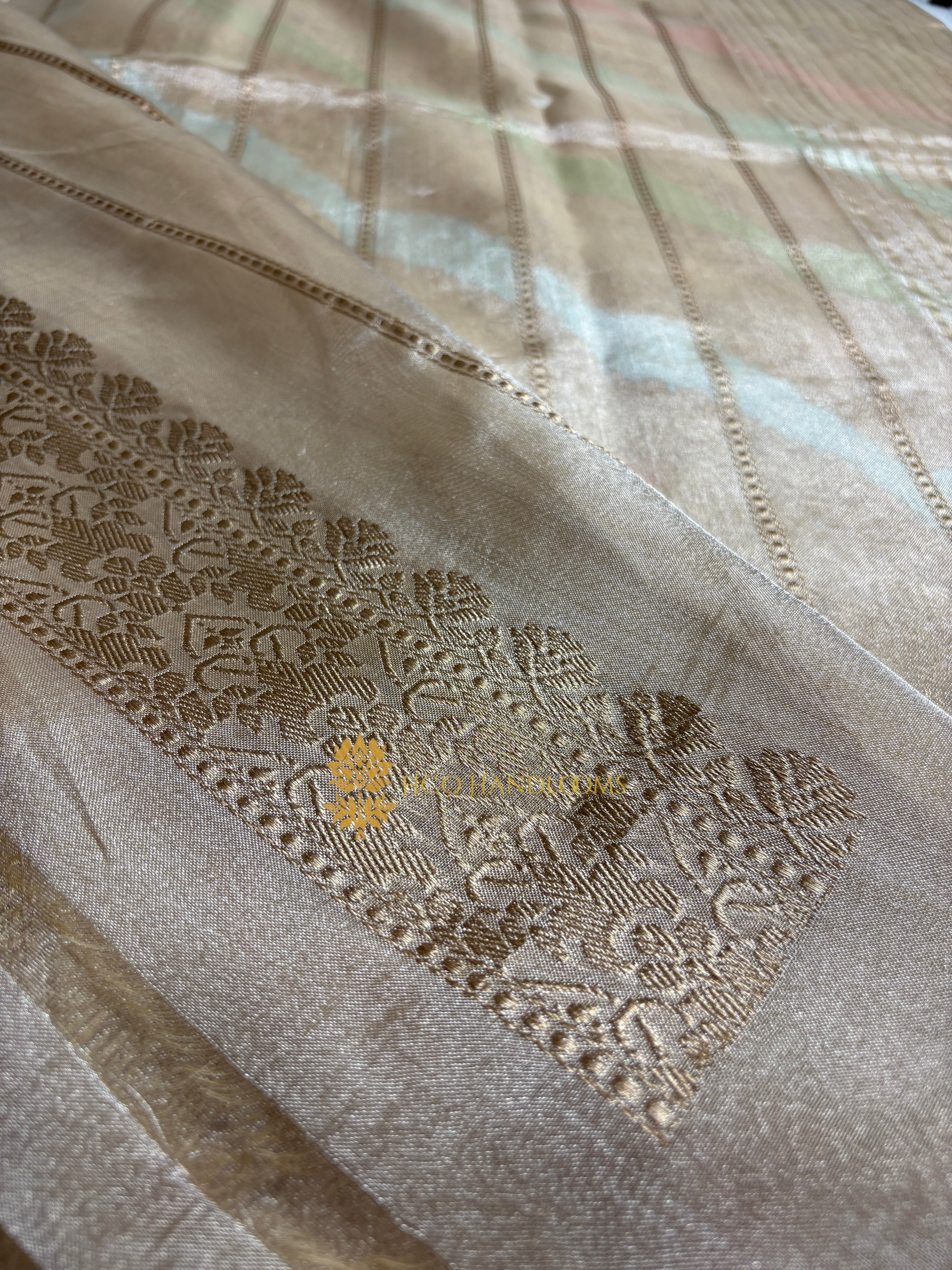 Pure Kora Tissue Silk Handloom Kadhua Jangla Rangkat Banarasi Saree