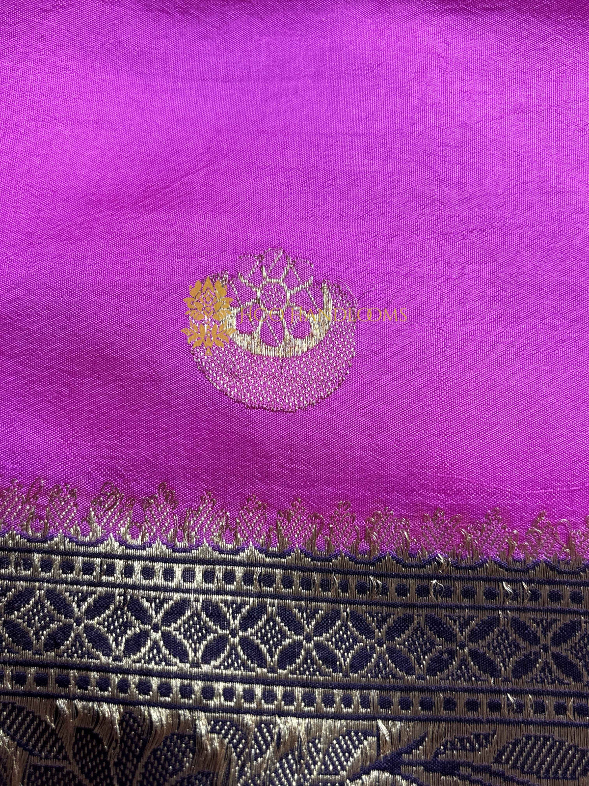 Pink Pure Mango Katan Silk Handloom Banarasi Saree - All Over Kadhua Motifs