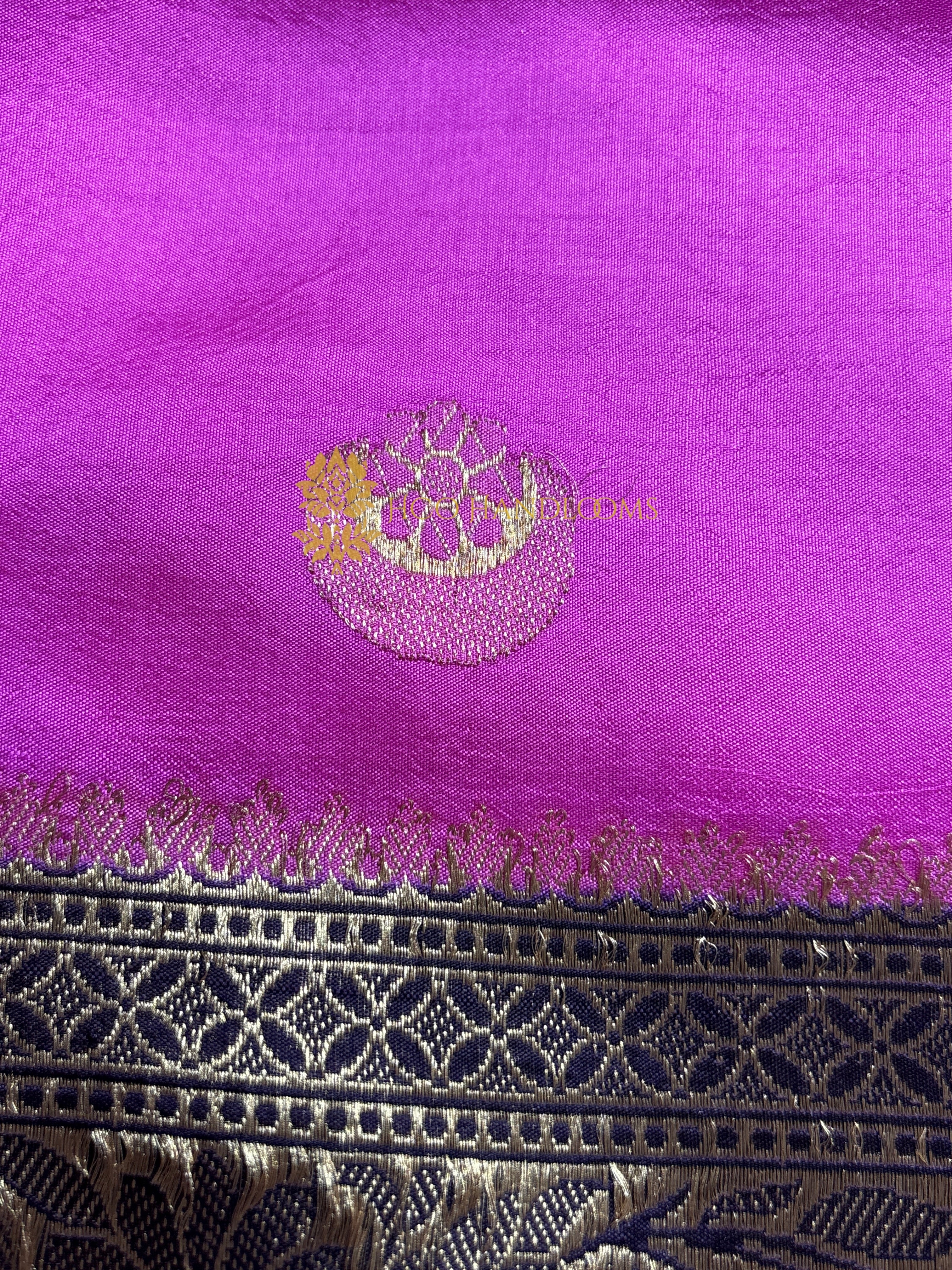 Pink Pure Mango Katan Silk Handloom Banarasi Saree - All Over Kadhua Motifs