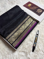 Pure Katan Silk Handloom Banarasi saree - All Over Plain Body With Border