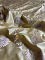 Premium Mashru Katan Silk Jangla Floral Banarasi Saree