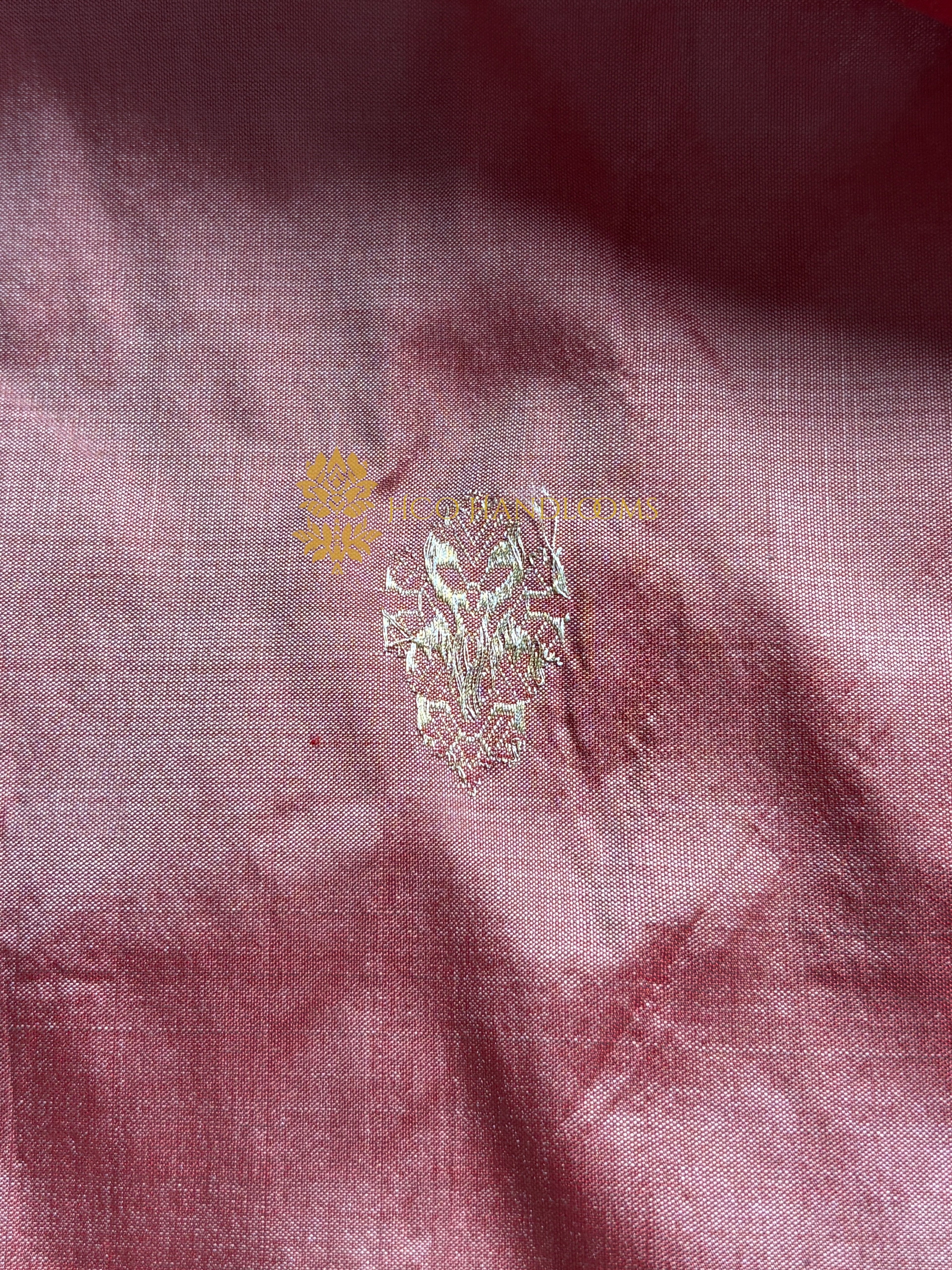 Copper Pure Katan Silk Handloom Banarasi Saree - All Over Kadhua Motifs