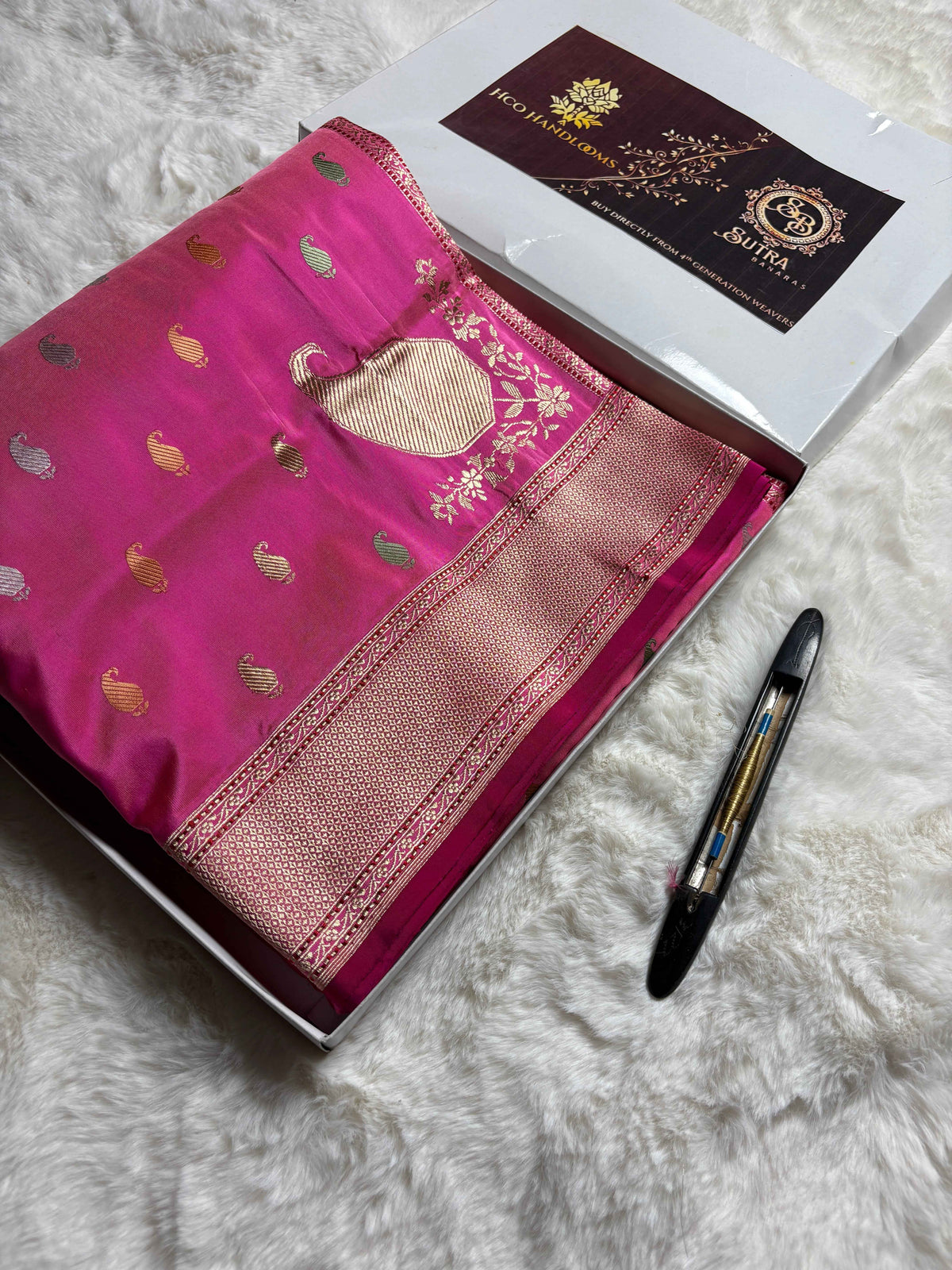 Pure Katan Silk Handloom Banarasi Saree - All Over Kadhua Motifs with Konya