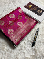 Pure Katan Silk Handloom Banarasi Saree - All Over Jangla