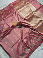 Copper Pure Katan Silk Handloom Banarasi Saree - All Over Kadhua Motifs