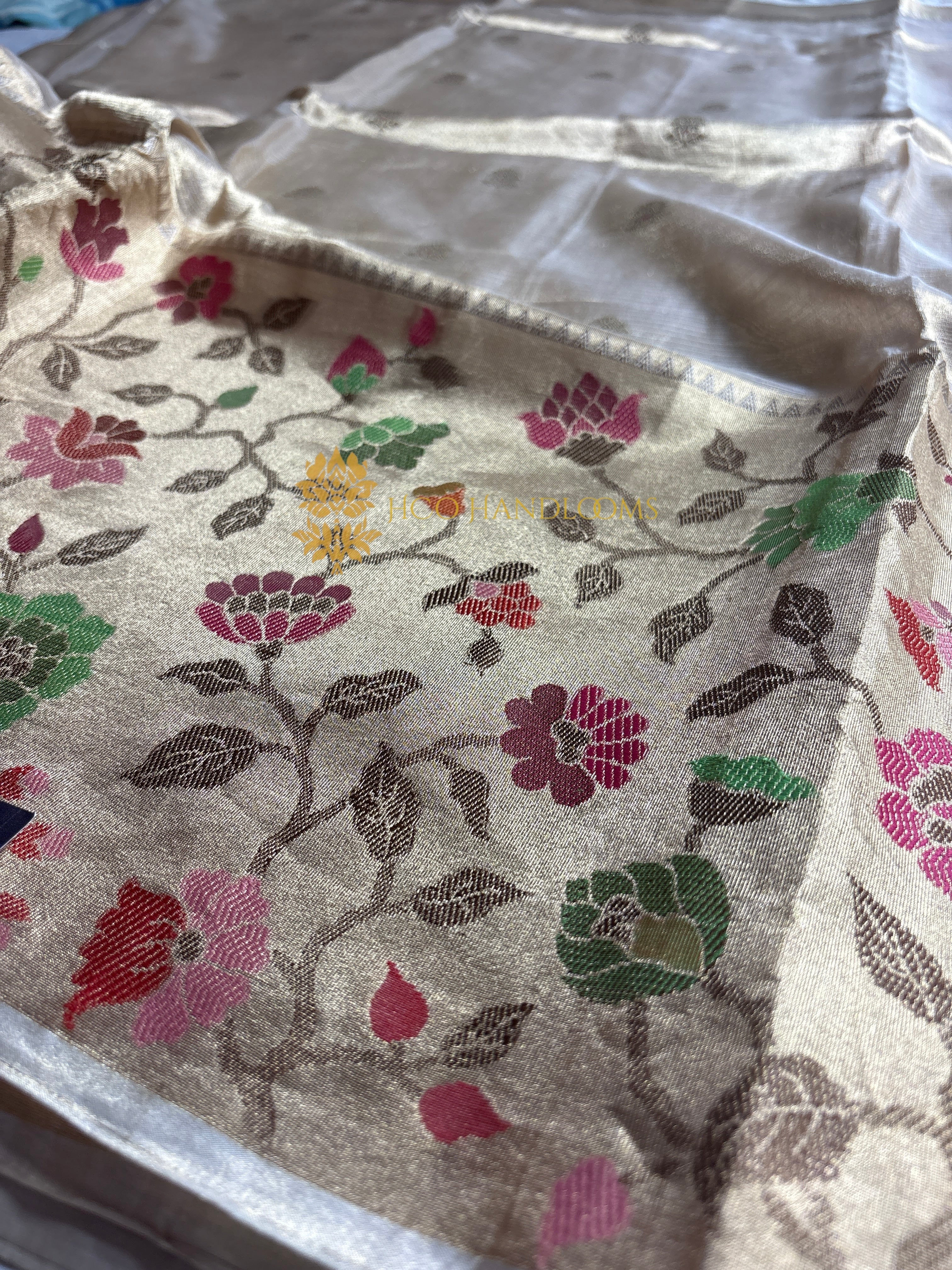 Pure Tissue Silk Handloom Meenakari Banarasi Saree