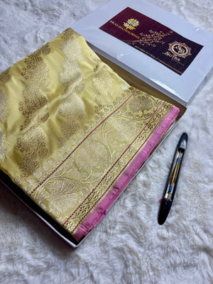 Pure Katan Silk Handloom Banarasi Saree - All Over Kadhua Jangla Work