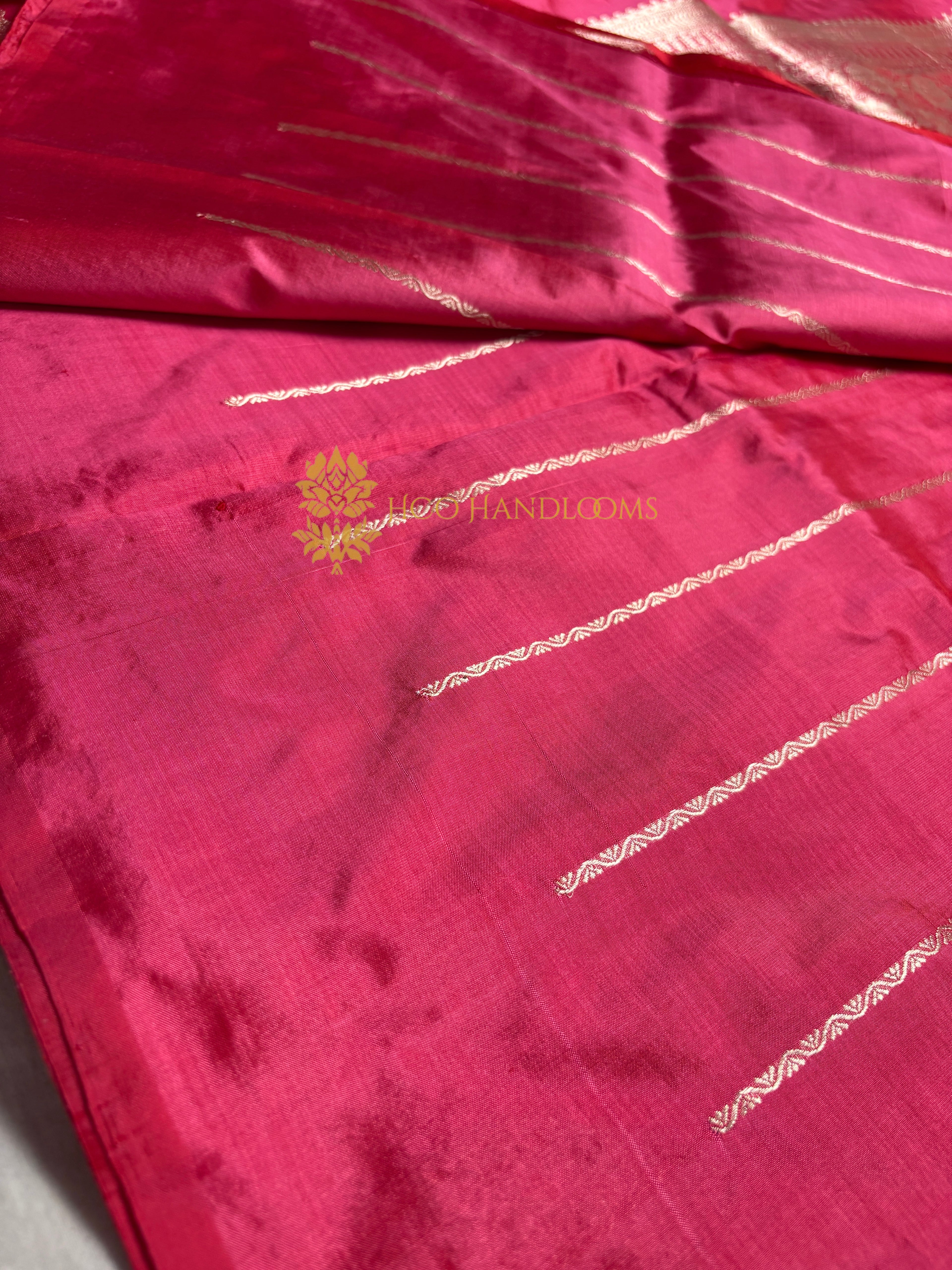 Pink Pure Katan Silk Handloom Banarasi Saree - All Over Kadhua Motifs