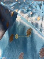 Pure Tissue Silk Handloom Banarasi Saree - All Over Kadhua Paisley Motifs