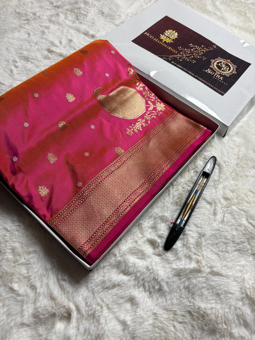 Pure Katan Silk Handloom Banarasi Saree - All Over Kadhua Motifs With Konya