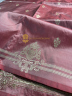 Copper Pure Katan Silk Handloom Banarasi Saree - All Over Kadhua Motifs