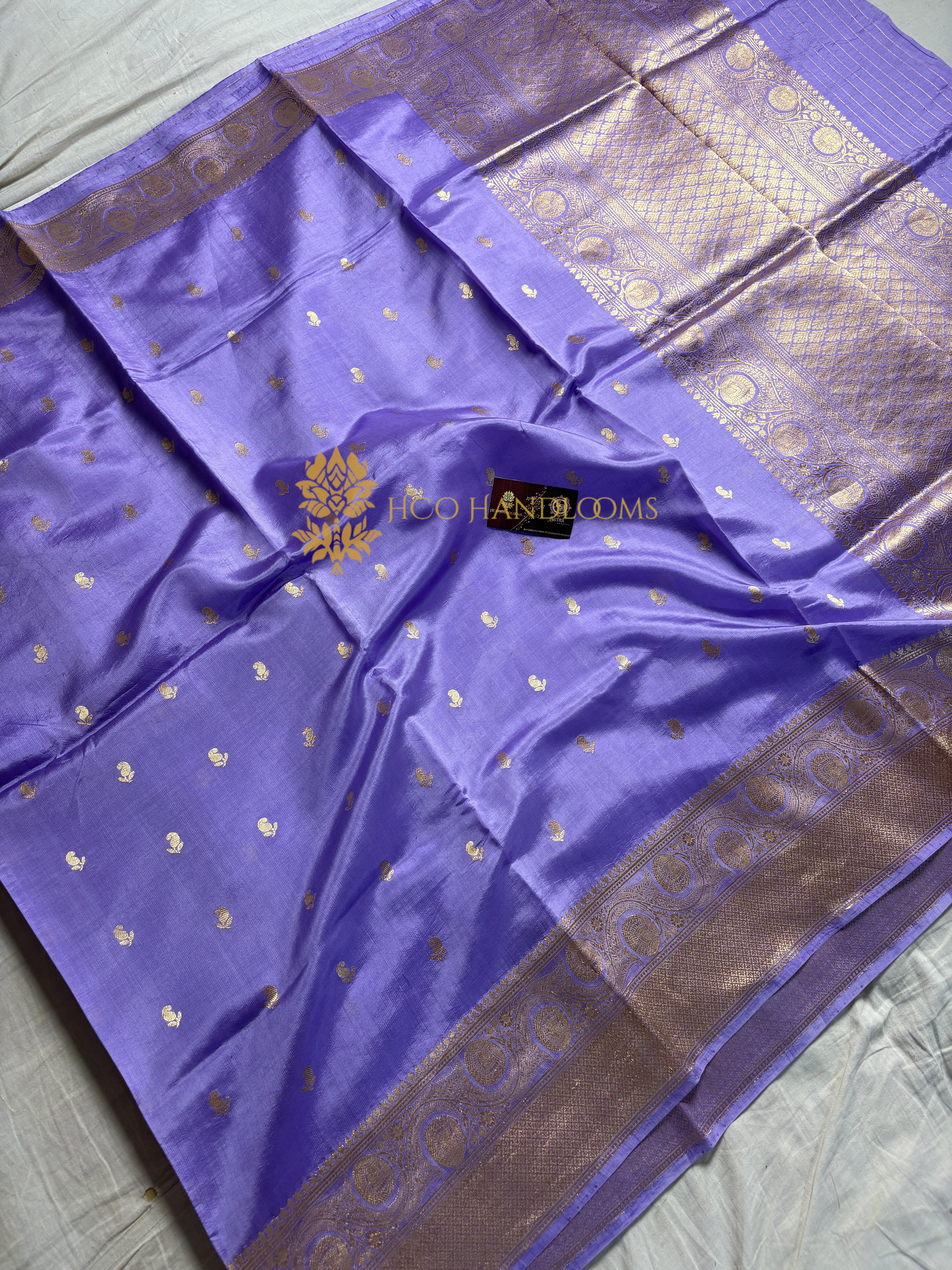 Mauve Pure Mango Katan Silk Handloom Banarasi Saree - All Over Kadhua Motifs