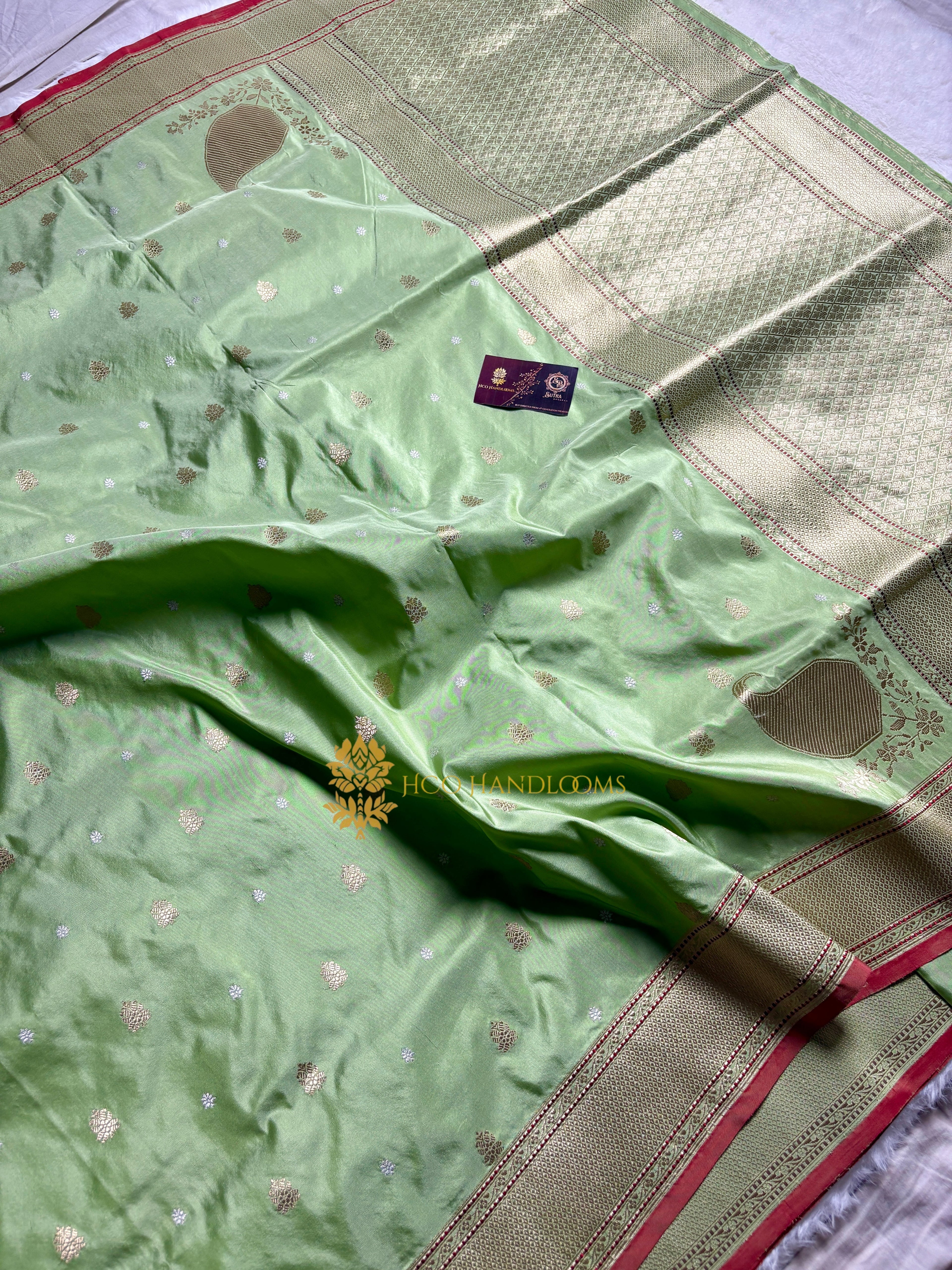 Pure Katan Silk Handloom Banarasi Saree - All Over Kadhua Motifs