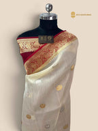 Pure Kora Silk Handloom Banarasi Saree - All Over Kadhua Chaand Tara Motifs