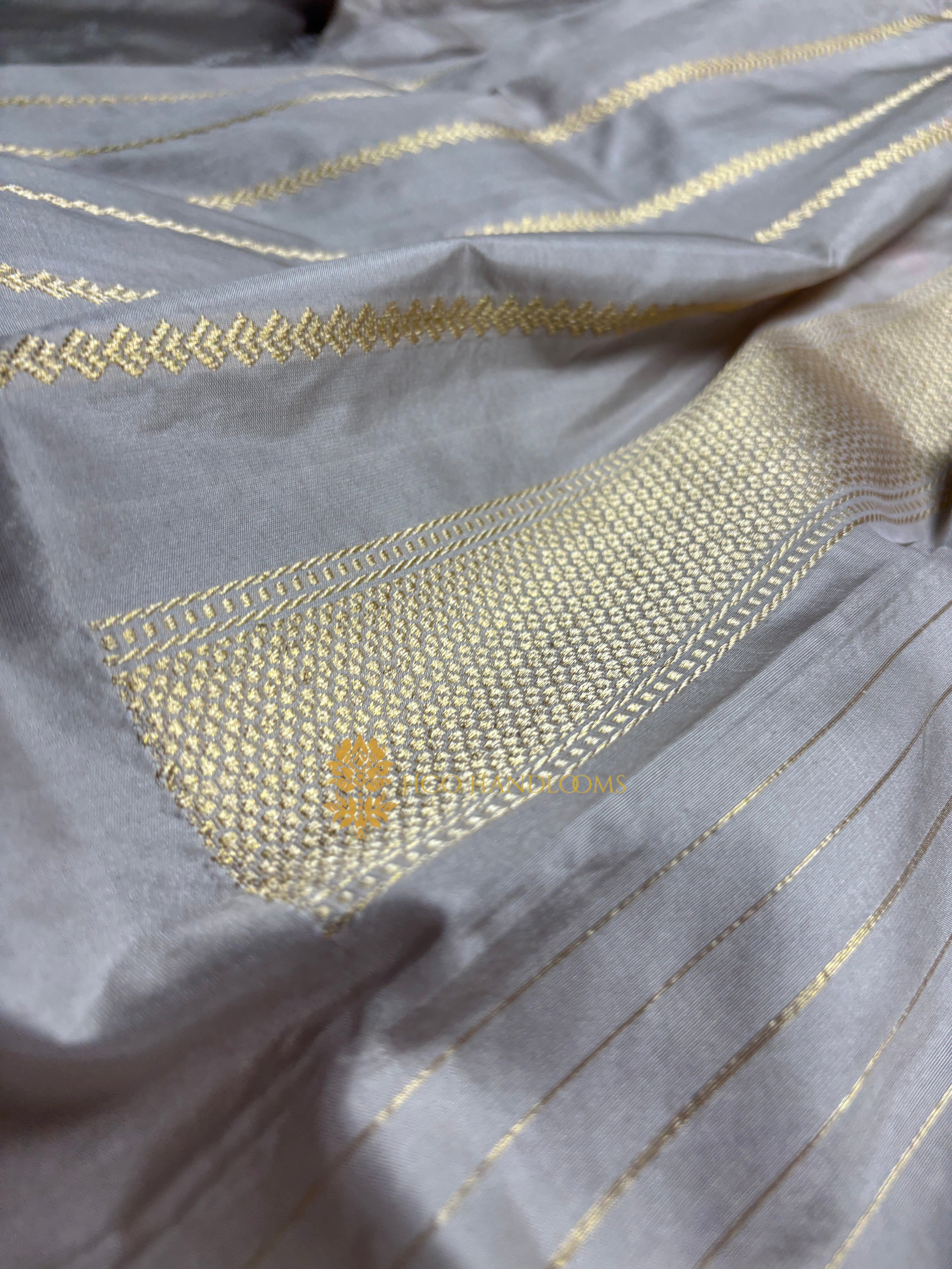 Pure Kora Silk Handloom Banarasi Saree - All Over Kadhua Motifs Meenakari Border