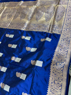 Regal Pure Katan Silk Handloom Banarasi Saree - All Over Kadhua Paisley Motifs