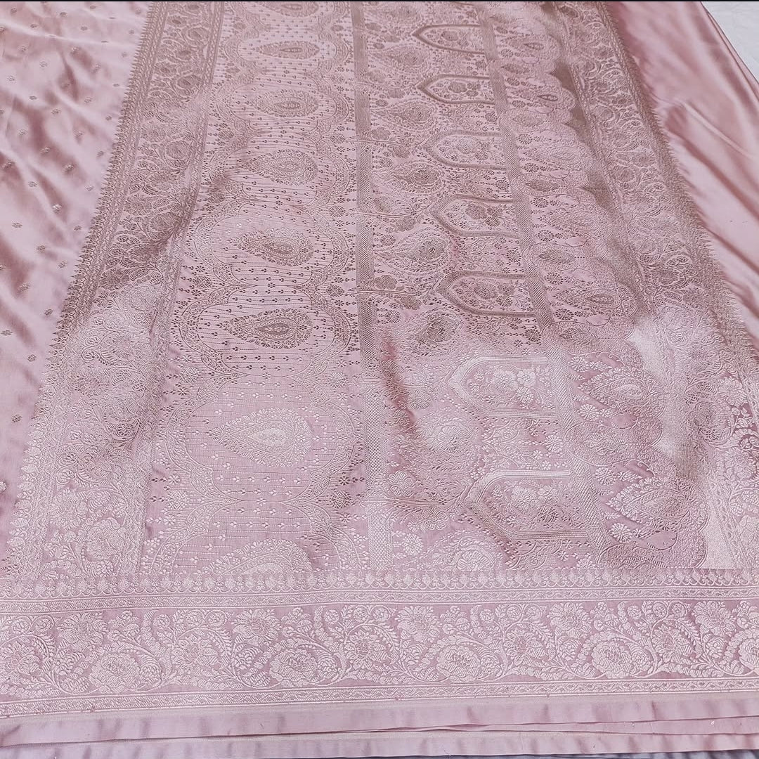 Pastel Pink Premium Mashru Katan Silk Banarasi Saree