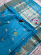 Pure Kora Silk Handloom Banarasi Saree - All Over Kadhua Meenakari Motifs