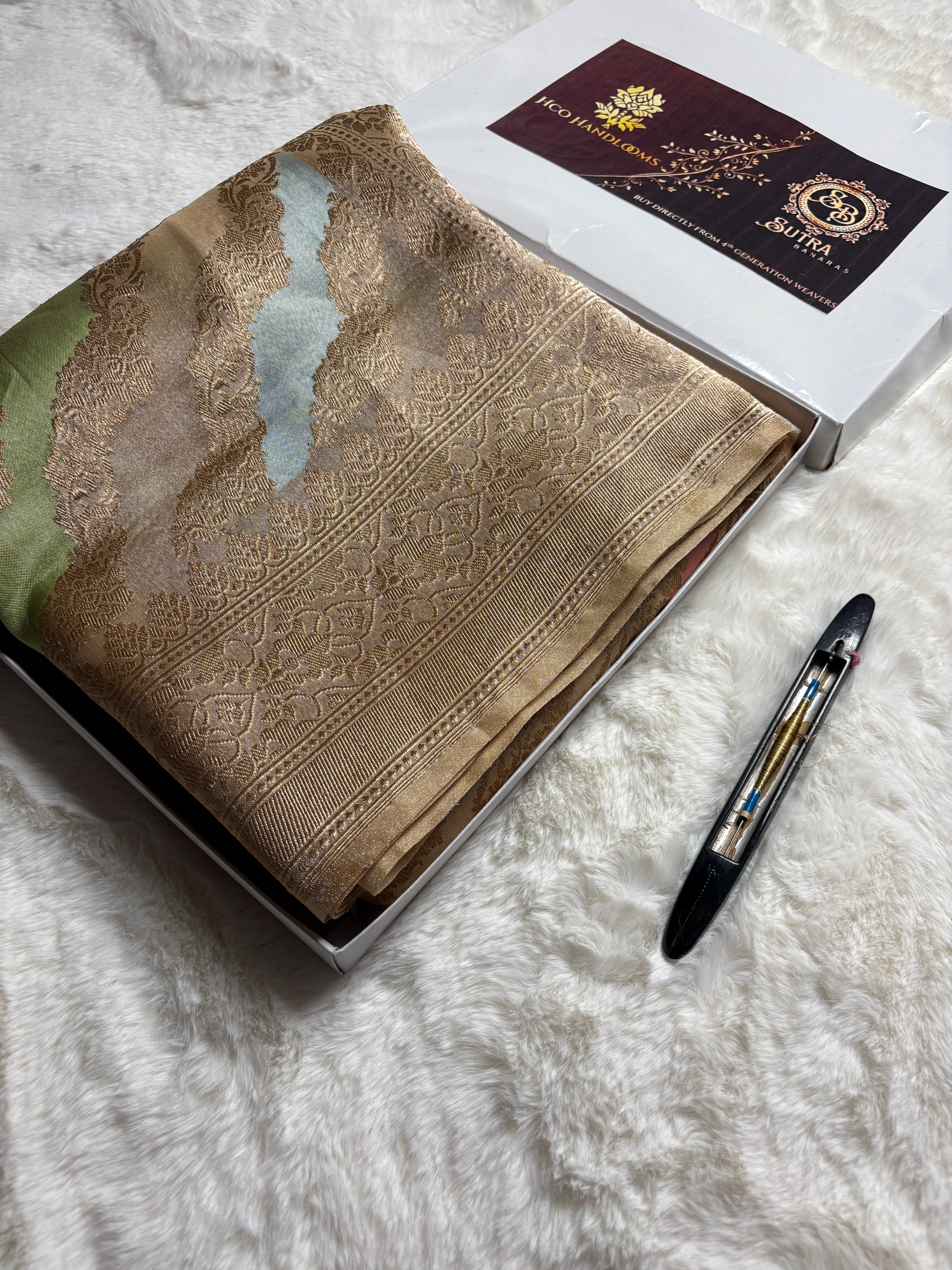 Pure Kora Tissue Silk Handloom Kadhua Jangla Rangkat Banarasi Saree