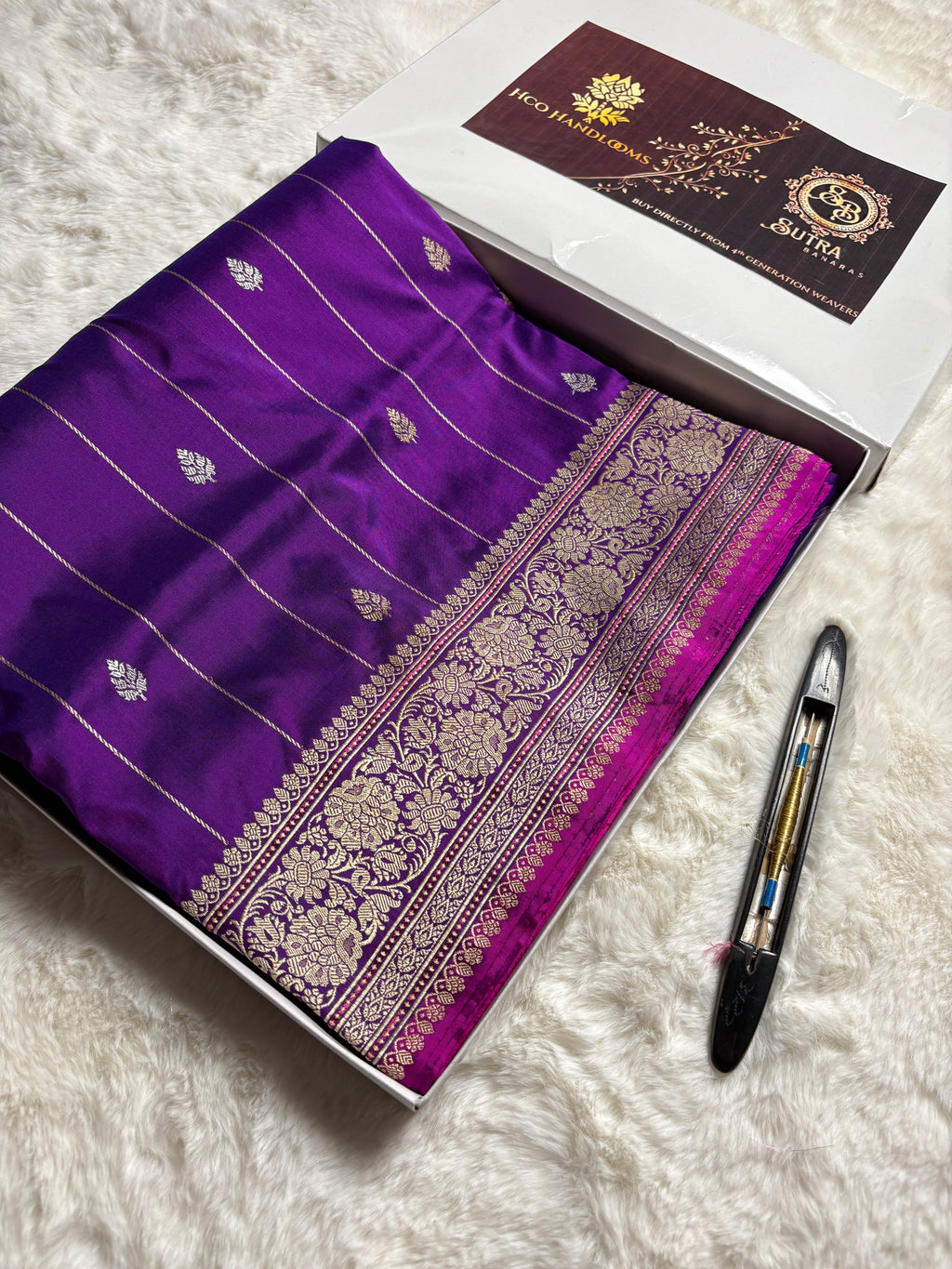 Pure Katan Silk Handloom Banarasi Saree - All Over Kadhua Motifs